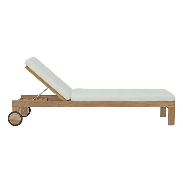 Alt view image 8 of 12 - Upland Outdoor Patio Teak Chaise - Natural White