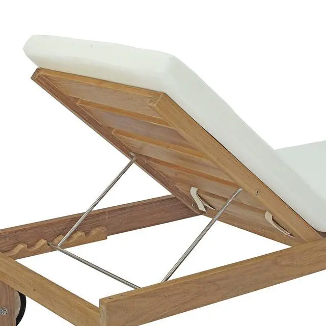 Alt view image 10 of 12 - Upland Outdoor Patio Teak Chaise - Natural White