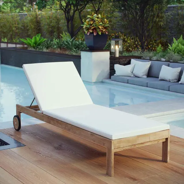 Alt view image 12 of 12 - Upland Outdoor Patio Teak Chaise - Natural White