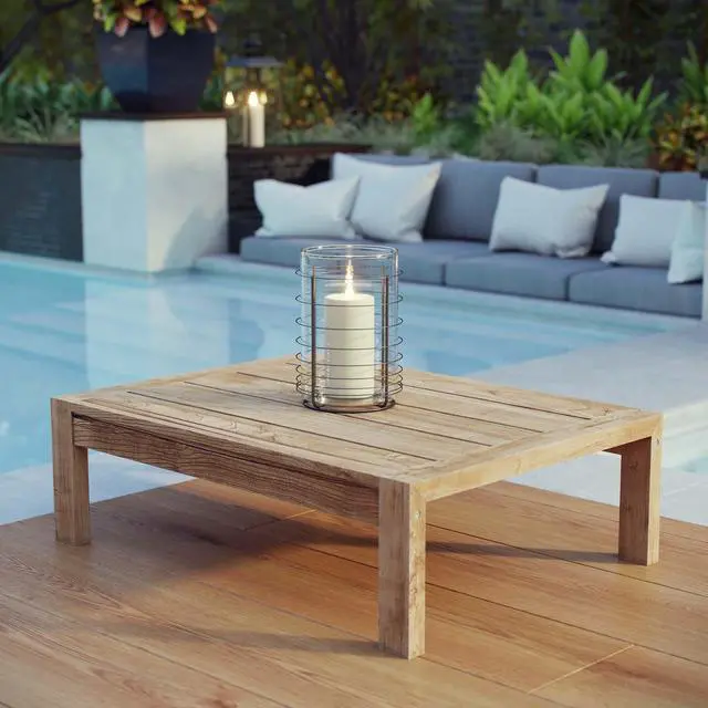 Alt view image 8 of 8 - Upland Outdoor Patio Wood Coffee Table - Natural