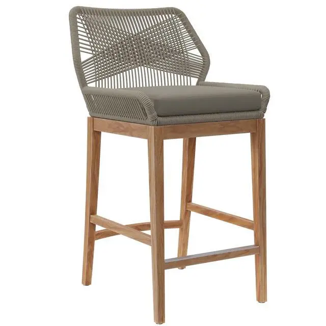 Alt view image 7 of 13 - Wellspring Outdoor Patio Teak Wood Bar Stool