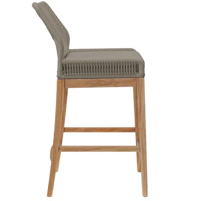 Alt view image 8 of 13 - Wellspring Outdoor Patio Teak Wood Bar Stool