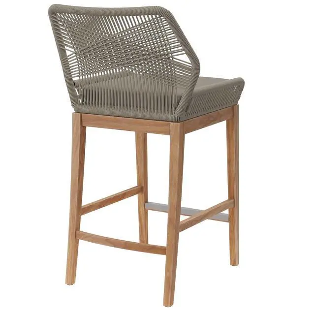 Alt view image 9 of 13 - Wellspring Outdoor Patio Teak Wood Bar Stool
