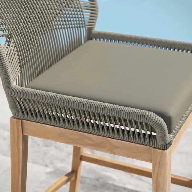 Alt view image 12 of 13 - Wellspring Outdoor Patio Teak Wood Bar Stool