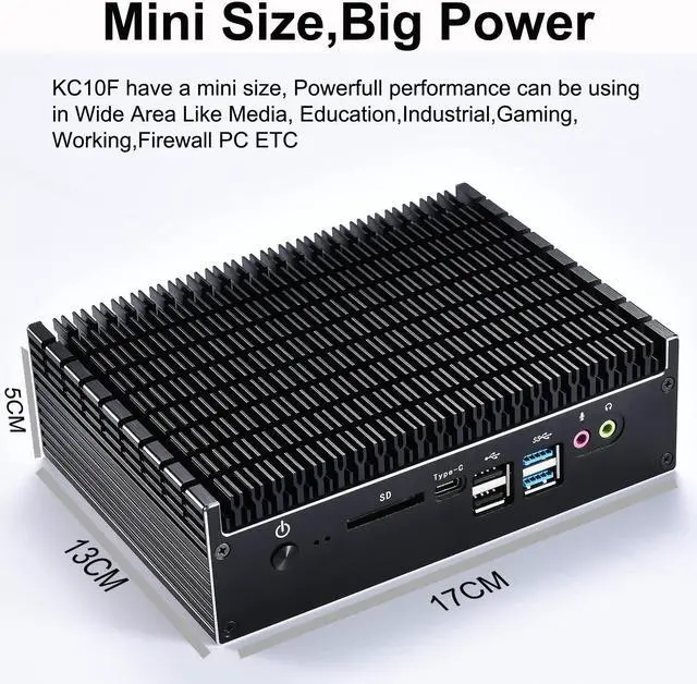 Alt view image 7 of 7 - GTBOX Mini PC Fanless 10th Gen Core i7 10510U (4Cores/8Threads, Up to 4.9GHz), 16GB DDR4 RAM 512GB NVME SSD,100% Silent Industrial Business Desktop Computer with Type-c/Win 11 Pro/Wi-Fi/BT 4.2/2x LAN