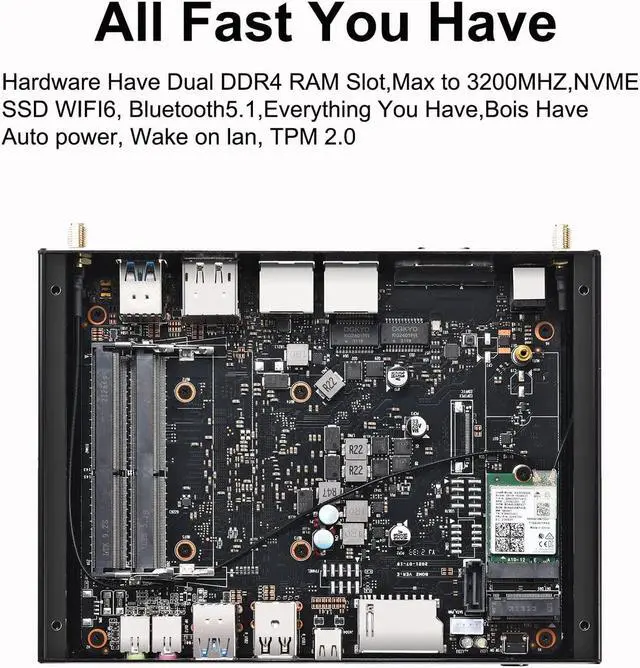 Alt view image 6 of 7 - GTBOX Mini PC Fanless 10th Gen Core i7 10510U (4Cores/8Threads, Up to 4.9GHz), 16GB DDR4 RAM 512GB NVME SSD,100% Silent Industrial Business Desktop Computer with Type-c/Win 11 Pro/Wi-Fi/BT 4.2/2x LAN