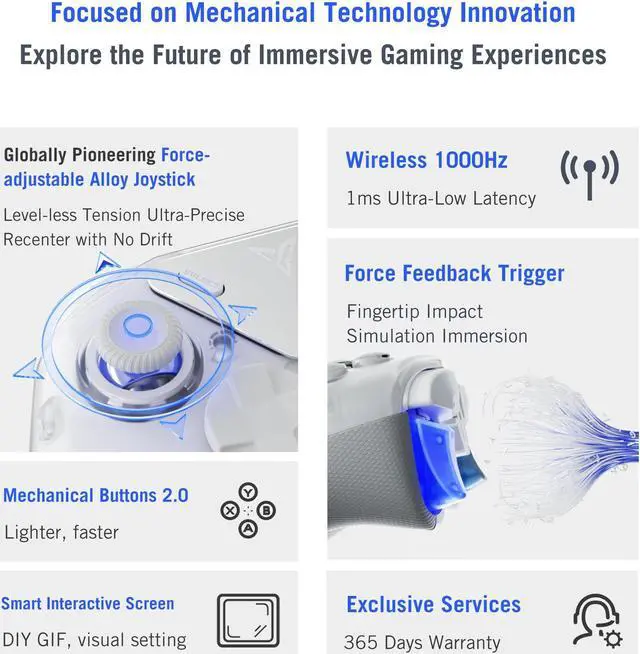 Alt view image 3 of 7 - FLYDIGI APEX 4 PC Controller Force Feedback Trigger Force-Adjustable Alloy Joysitck Full-Color LCD Display 1500mAh 1000hz Report Rate Stereo Vibration PC/NS/TV/Android/Laptop