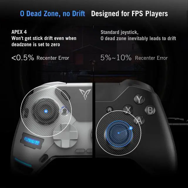 Alt view image 7 of 7 - FLYDIGI APEX 4 PC Controller Force Feedback Trigger Force-Adjustable Alloy Joysitck Full-Color LCD Display 1500mAh 1000hz Report Rate Stereo Vibration PC/NS/TV/Android/Laptop