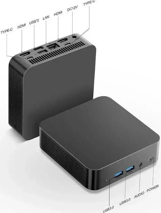 Alt view image 7 of 7 - GTBOX Mini PC N100 16GB RAM 512GB SSD Windows 11 Pro 12th Gen Alder Lake 4Cores 4Threads 3.4GHz Max, 2X Type-c 112x112x38mm Small Desktop Computer with 4K Triple Display/WiFi 5/BT 4.2/2x USB 3.2