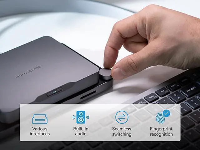 Alt view image 7 of 7 - Khadas Mind Dock for Mind Expansion Module, Built-in Audio System, Fingerprint Scanner, 9 Additional I/O Ports, Support Four 4K/60Hz Displays Mini Computer Built-in SD Card Reader for Swift