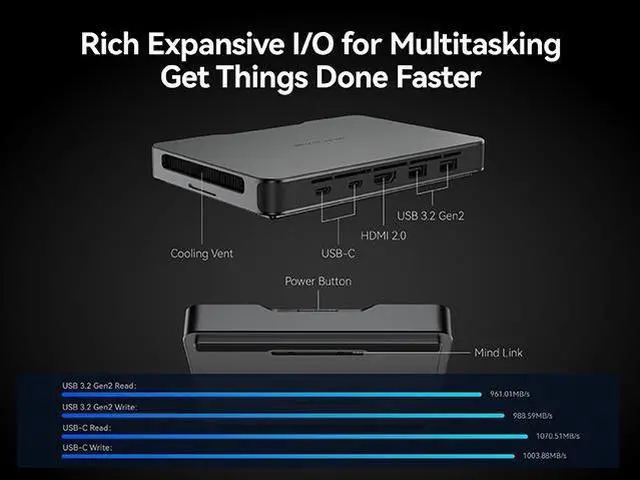 Alt view image 6 of 7 - Khadas Mind 1 Mini PC, Intel Core i7-1360P 5.0GHz Micro Desktop Computer with 5.55Wh Standby Battery, 32GB LPDDR5, 1TB PCIe 4.0 SSD, WiFi 6E, BT5.3, Portable Computer for Business Home Office