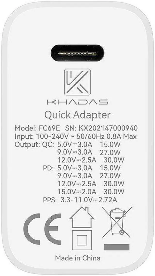 Alt view image 5 of 5 - Khadas Charger Kit 30W Fast Power Delivery Charger for Khadas VIM3/VIM4/VIM3L/Edge2 SBCs