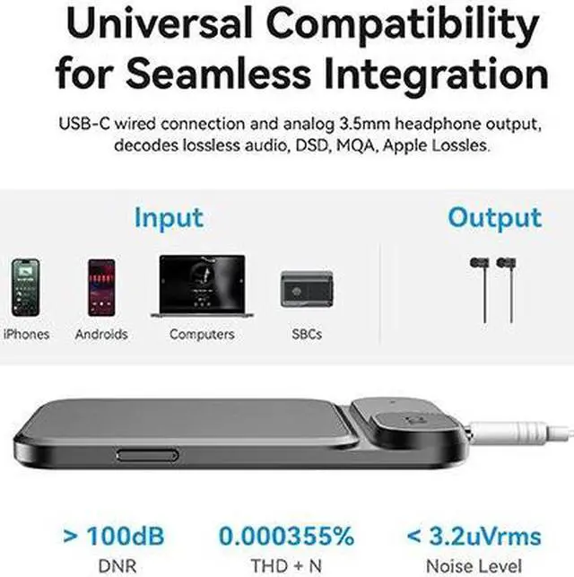 Alt view image 2 of 7 - KHADAS Tea Portable Headphone Amplifier,DAC Magnetic Amplifier Bluetooth 5.0 HiFi Hi-Res USB DAC 32bit/384KHz, 1160mAh Battery ESS ES9281AC Pro Qualcomm QCC5125 LDAC/aptX HD, PCM, DSD, MQA(Grey)