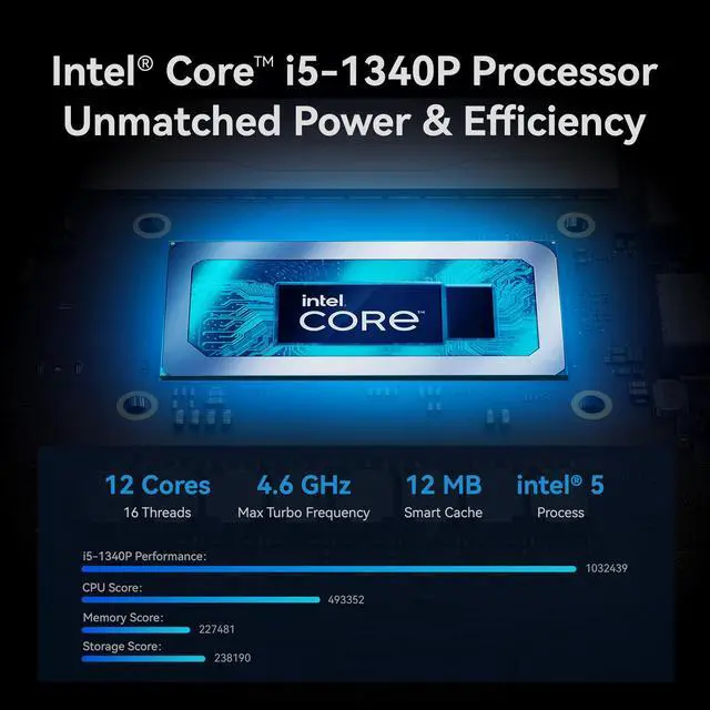 Alt view image 2 of 7 - Khadas Mind 1 Mini PC, Intel Core i5-1340P 5.0GHz Micro Desktop Computer with 5.55Wh Standby Battery, 16GB LPDDR5, 512GB PCIe 4.0 SSD, WiFi 6E, BT5.3, Portable Computer for Business Home Office Gaming