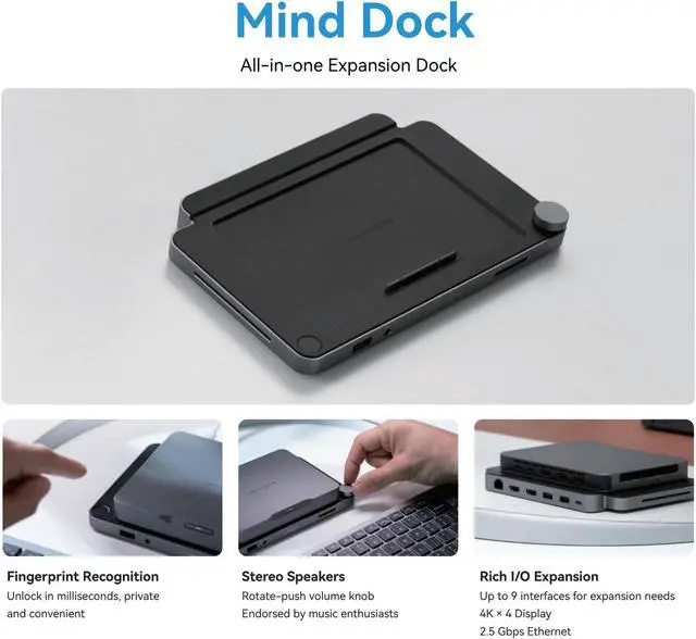 Alt view image 3 of 4 - Khadas Mind 1 Mini PC with Khadas Dock, Intel Core i5-1340P, Desktop Mini PC with 5.55Wh Standby Battery, 16GB RAM+512GB SSD support 4 Display/Fingerprint Reader/Audio Control/RJ45/BT5.3