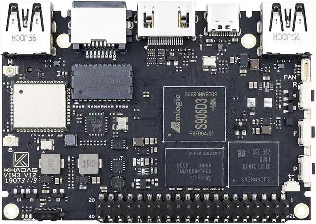 Main image of khadas VIM3L Amlogic S905D3 Single Board Computer with 1.2 Tops,16MB SPI Flash,MCU Programmable,4K Playback at 75fps, Gigabit Ethernet with WOL, Bluetooth 5.0, DIY Home Theatre PC(VIM3L)
