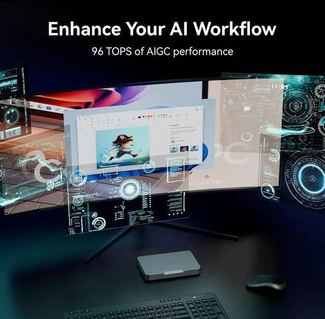 Alt view image 3 of 6 - Khadas Mind 2s, AI Computing Mini PC, Intel Core Ultra 7 255H, 64GB LPDDR5X+2TB SSD, Built-in 5.55Wh Battery, Thunderbolt 4, Micro Desktop Computer for Work and Gaming