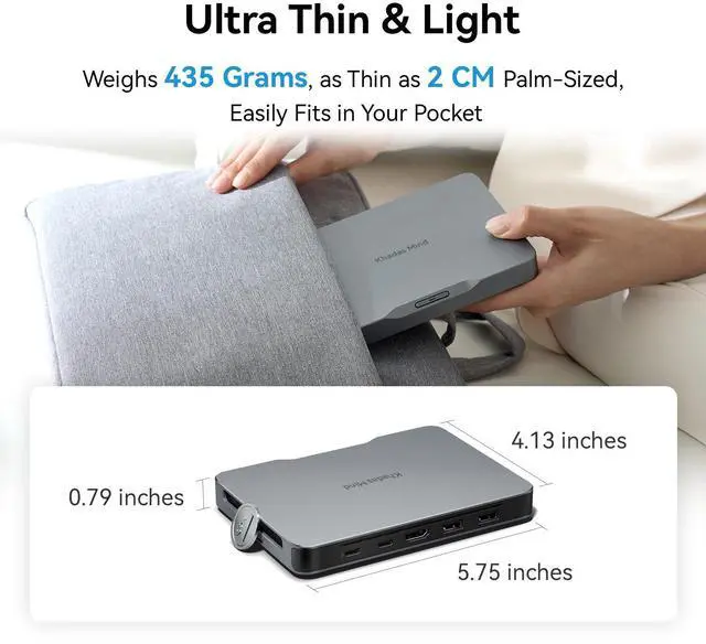 Alt view image 6 of 6 - Khadas Mind 2s, AI Computing Mini PC, Intel Core Ultra 7 255H, 64GB LPDDR5X+2TB SSD, Built-in 5.55Wh Battery, Thunderbolt 4, Micro Desktop Computer for Work and Gaming