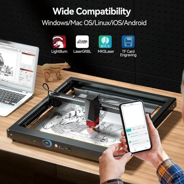 Alt view image 4 of 6 - UTKA Laser Engraver, JL7 10W High Speed Laser Engraving Machine with 0.01mm High Accuracy,400 * 400mm Engraving Size Laser Cutter for Wood and Metal Leather Acrylic Glass