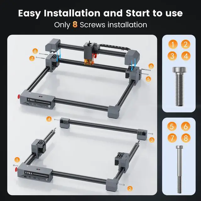 Alt view image 5 of 7 - UTKA 10W Laser Engraver, Laser Engraving Machine with 0.05mm High Accuracy laser spot, CNC Machine for Wood, Leather,Stone, Ceramic,Metal, Acrylic, Glass, etc