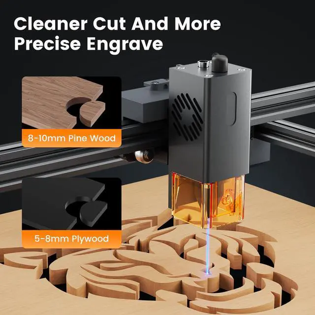 Alt view image 2 of 7 - UTKA 10W Laser Engraver, Laser Engraving Machine with 0.05mm High Accuracy laser spot, CNC Machine for Wood, Leather,Stone, Ceramic,Metal, Acrylic, Glass, etc