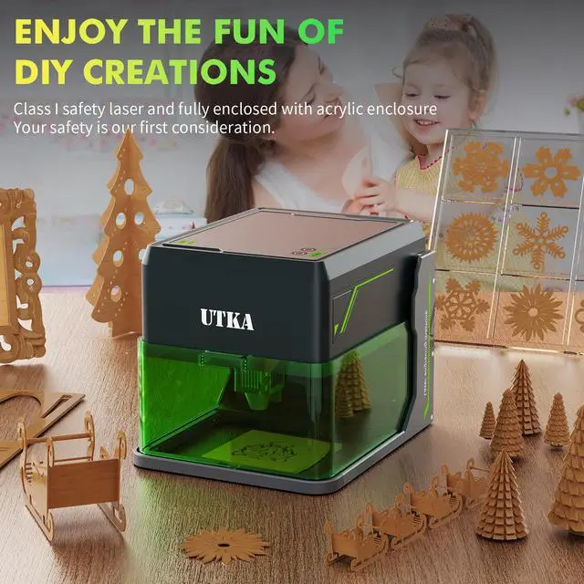 Alt view image 6 of 7 - UTKA A1 5W Mini Laser Engraver,High Speed 8000mm/min Laser Cutter, Portable Laser Engraving Machine for  Wood,Leather,Acrylic,Painted Metal,Laser Class1 Mini Engraver with 3.93*3.93in Engraving Area