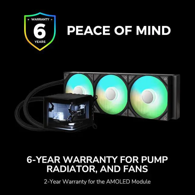Alt view image 7 of 7 - TRYX Panorama 360 ARGB 360mm AIO 6.5'' AMOLED Curved Screen 3D Anamorphic Effect Display Customizable AIO Cooler 360mm Asetek 8th Gen 320w TDP with ARGB Fan Intel LGA 1851/1700/1200/115X AMD AM5/AM4