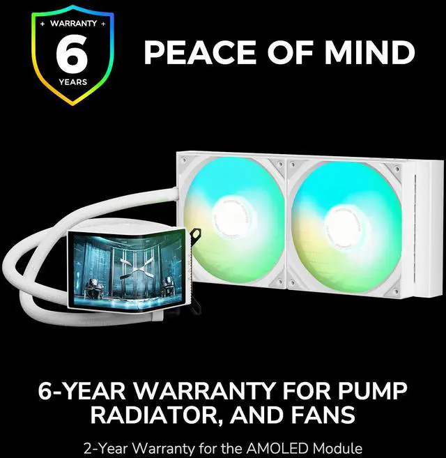 Alt view image 7 of 7 - TRYX Panorama 240 ARGB White 240mm AIO 6.5'' AMOLED Curved Screen 3D Anamorphic Effect Display Customizable AIO Cooler 240mm Asetek 8th Gen 280w TDP ARGB Fan Intel LGA 1851/1700/1200/115X AMD AM5/AM4