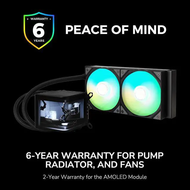 Alt view image 8 of 7 - TRYX Panorama 240 ARGB 240mm AIO 6.5'' AMOLED Curved Screen 3D Anamorphic Effect Display Customizable AIO Cooler 240mm Asetek 8th Gen 280w TDP with ARGB Fan Intel LGA 1851/1700/1200/115X AMD AM5/AM4