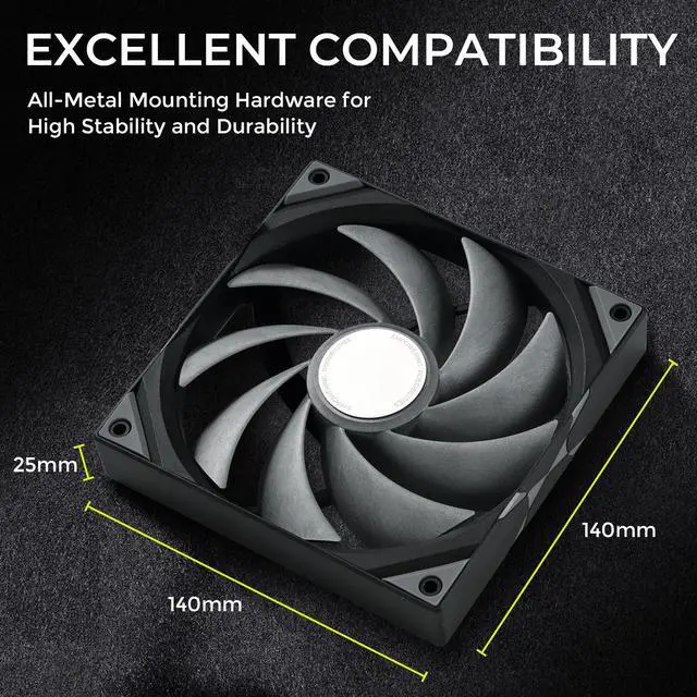 Alt view image 6 of 8 - TRYX ROTA PRO 140 140mm Case Fan 4-Pin PWM LCP Material FDB Case Fan 1650RPM with 100.3CFM Airflow High-Performance Quiet PC Case Fan