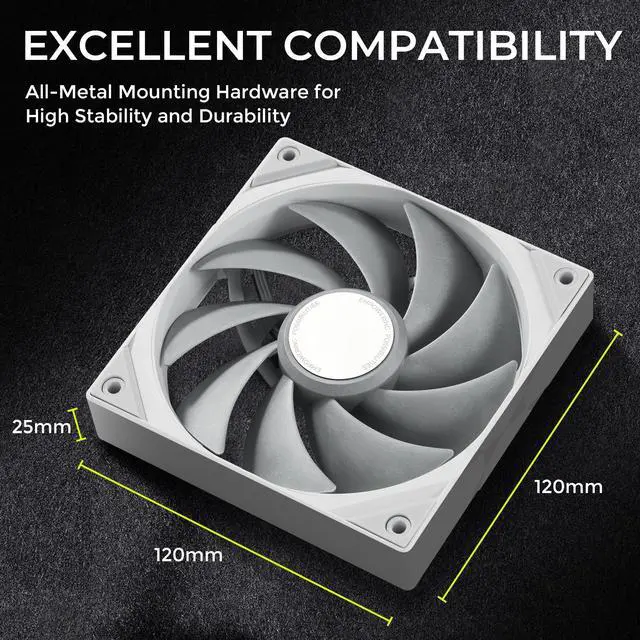 Alt view image 6 of 7 - TRYX ROTA PRO 120 White 120mm Case Fan 4-Pin PWM LCP Material FDB Case Fan 2250RPM with 81.32CFM Airflow High-Performance Quiet PC Case Fan