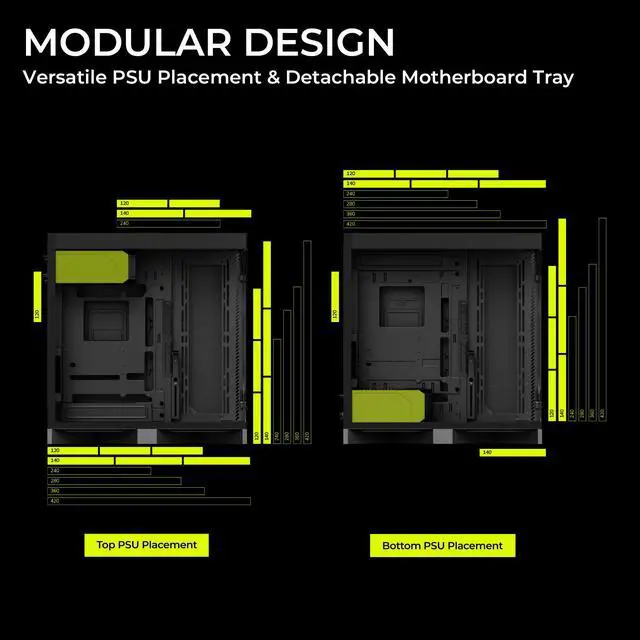 Alt view image 5 of 7 - TRYX LUCA L70 E-ATX PC Case Narrow Bezel ATX Case High Modularity Panoramic Glass Panels 6000-Series Anodized Aluminum Frame Mid Tower PC Case 420mm Radiator Support USB 3.2 Type-C I/O Panel
