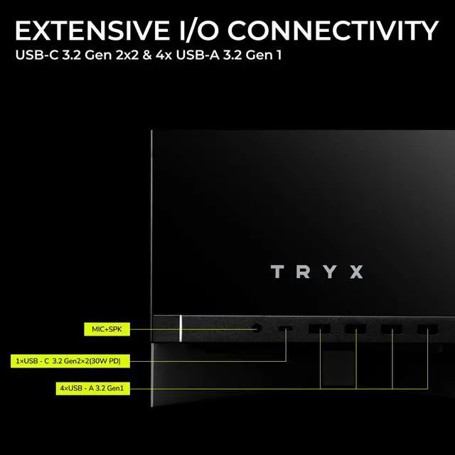 Alt view image 6 of 7 - TRYX LUCA L70 E-ATX PC Case Narrow Bezel ATX Case High Modularity Panoramic Glass Panels 6000-Series Anodized Aluminum Frame Mid Tower PC Case 420mm Radiator Support USB 3.2 Type-C I/O Panel