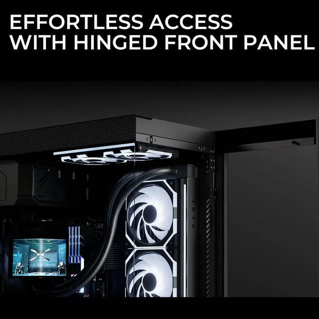 Alt view image 4 of 7 - TRYX LUCA L70 E-ATX PC Case Narrow Bezel ATX Case High Modularity Panoramic Glass Panels 6000-Series Anodized Aluminum Frame Mid Tower PC Case 420mm Radiator Support USB 3.2 Type-C I/O Panel