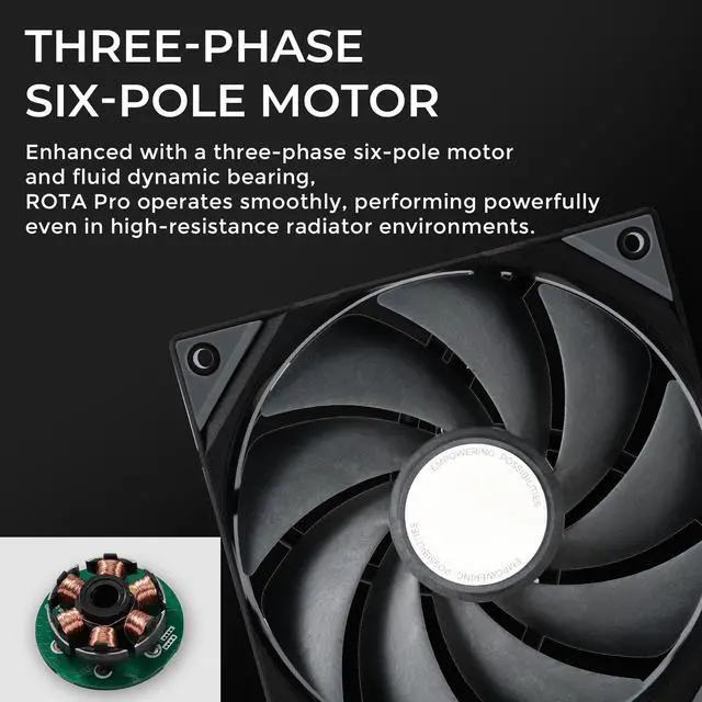 Alt view image 2 of 8 - TRYX ROTA PRO 140 140mm Case Fan 4-Pin PWM LCP Material FDB Case Fan 1650RPM with 100.3CFM Airflow High-Performance Quiet PC Case Fan