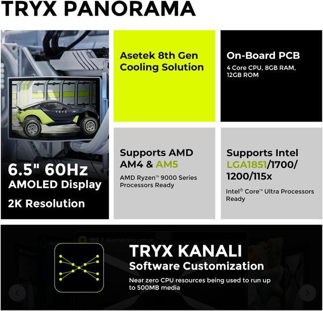 Alt view image 3 of 7 - TRYX Panorama 240 White 240mm AIO 6.5'' AMOLED Curved Screen 3D Anamorphic Effect Display Customizable AIO Cooler 240mm 8th Gen Asetek Pump 280w TDP ROTA PRO 120mm Fan LGA 1851/1700/1200/115X AM5/AM4