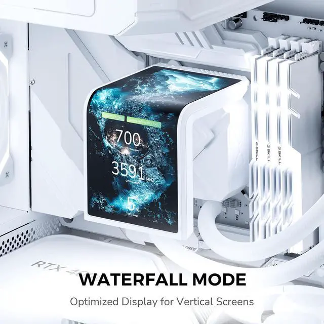 Alt view image 7 of 7 - TRYX Panorama SE 360 ARGB White 360mm AIO Rotatable 6.67'' AMOLED Curved Screen 3D Anamorphic Effect Customizable AIO Cooler 360mm White Asetek Adela 280w TDP Intel LGA 1851/1700/1200/115X AMD AM5/AM4