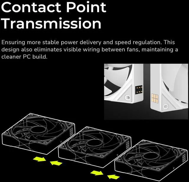 Alt view image 4 of 7 - TRYX ROTA SL ARGB White 120mm Case Fan 3in1 Contact Connection with Magnetic Cable Gen2 ARGB Light Quiet PC Case Fan