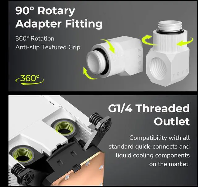 Alt view image 7 of 7 - TRYX Panorama CPU Water Block White 6.67'' AMOLED Curved Screen 3D Anamorphic Effect Display 2K@60Hz Customizable Content with VRM Fan and 90° Rotary Adapter for Intel LGA 1700/1851/1200 AMD AM5/AM4