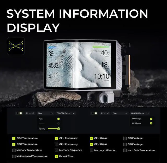 Alt view image 5 of 7 - TRYX Panorama CPU Water Block White 6.67'' AMOLED Curved Screen 3D Anamorphic Effect Display 2K@60Hz Customizable Content with VRM Fan and 90° Rotary Adapter for Intel LGA 1700/1851/1200 AMD AM5/AM4