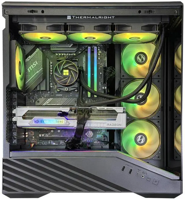 Alt view image 2 of 3 - Andromeda Insights Elite AMD Vector - RX 9070XT 16GB | Ryzen 7 9800X3D 4.7 GHz (5.2 GHz Turbo Boost) | 32GB DDR5 6000MHz | 2TB Gen4 SSD | 850W Gold PSU | ARGB Fans | Wi-Fi + BT | Win 11 Home