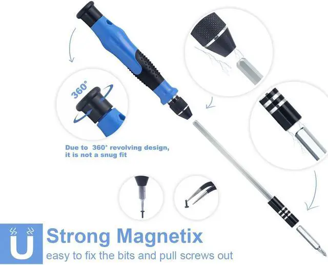 Alt view image 6 of 7 - VCELINK Mini Screwdriver Set with 42 Bits, 45 in 1 Small Precision Magnetic Tiny Screwdriver Bit Kit with Tweezers & Extension Shaft for Laptop, PC, Phone, Computer, Game Console