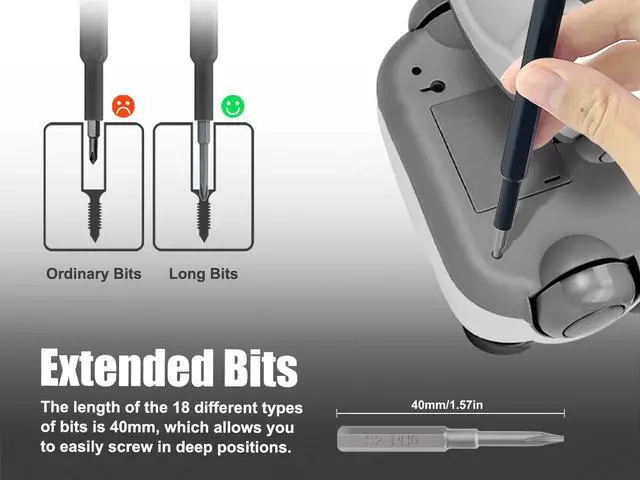Alt view image 2 of 7 - VCELINK Small Screwdriver Set with Long Bits, S2 Phillips, Flathead, Security Torx Bits, 20 in 1 Mini Screwdriver Kit with Tweezers Compatible with iPhone, MacBook, Watch, PS4, Laptop, Eyeglasses