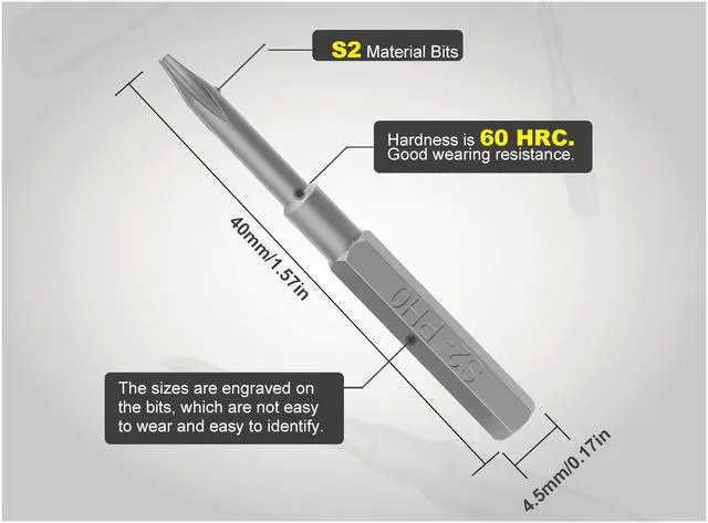 Alt view image 3 of 7 - VCELINK Small Screwdriver Set with Long Bits, S2 Phillips, Flathead, Security Torx Bits, 20 in 1 Mini Screwdriver Kit with Tweezers Compatible with iPhone, MacBook, Watch, PS4, Laptop, Eyeglasses