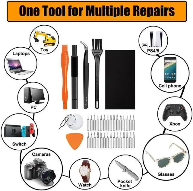 Alt view image 7 of 7 - VCELINK Mini Precision Screwdriver Set with 30Pcs Torx T6 T8 T9 T15, P5, Phillips PH00, Triwing Y00 Bits, Repair Tool Kit Compatible with Ring Doorbell, PS4/5, Switch, Macbook, Xbox, Laptop, iPhone