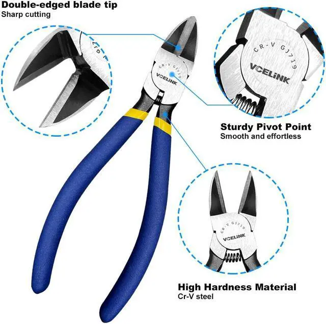 Alt view image 2 of 7 - VCELINK Wire Cutter, 6-inch Side Cutter, CR-V Small Flush Cutter, Professional Small Wire Cutter with Spring-loaded for Artificial Flowers, Floral, Jewellery Making, and DIY Model Making
