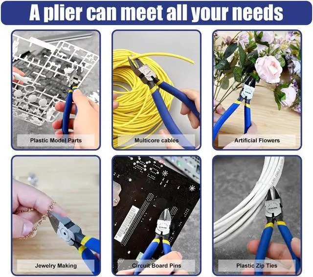 Alt view image 6 of 7 - VCELINK Wire Cutter, 6-inch Side Cutter, CR-V Small Flush Cutter, Professional Small Wire Cutter with Spring-loaded for Artificial Flowers, Floral, Jewellery Making, and DIY Model Making