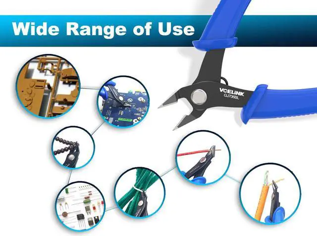 Alt view image 3 of 7 - VCELINK Small Wire Cutter Spring-loaded GJ706BL, Precision Flush Cutter Pliers Diagonal Cutters for Electronics, Jewelry Making, Model Craft and 3D Printer, 5-Inch