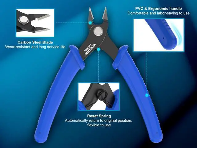 Alt view image 2 of 7 - VCELINK Small Wire Cutter Spring-loaded GJ706BL, Precision Flush Cutter Pliers Diagonal Cutters for Electronics, Jewelry Making, Model Craft and 3D Printer, 5-Inch