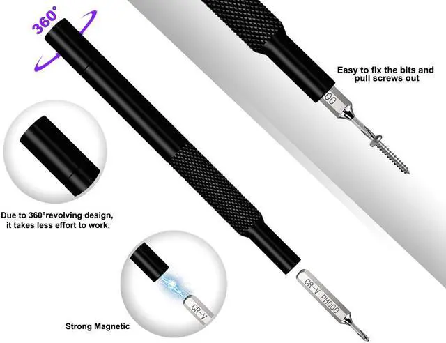 Alt view image 3 of 7 - VCELINK Small Screwdriver Set with Case, 25 in 1 Magnetic Tiny Screwdriver Kit Electronics, Precision Mini Torx Bits Set for Computer, Phone, Game Console, Eyeglasses, Wtaches, Jewelers